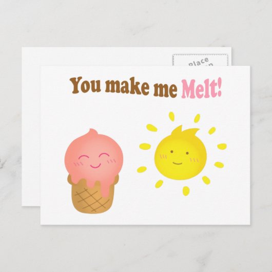 Sie lassen mich schmelzen, Eis und Sonne, Liebe Sp Postkarte (Vorne/Hinten)