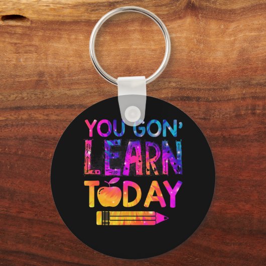 Sie lernen heute Spaß Lehrer Gefärbte Krawatte zur Schlüsselanhänger (Vorderseite)
