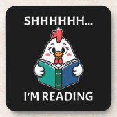 Sie lese gerade Buch Reading Chicken Book Lover Getränkeuntersetzer (Vorderseite)