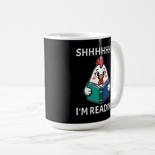 Sie lese gerade Buch Reading Chicken Book Lover Kaffeetasse (VorderseiteRechts)