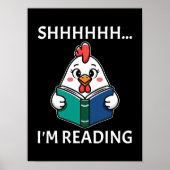 Sie lese gerade Buch Reading Chicken Book Lover Poster (Vorne)