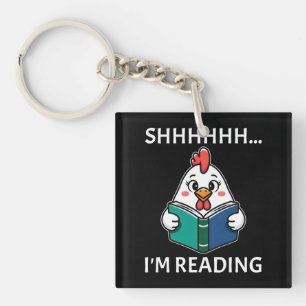 Sie lese gerade Buch Reading Chicken Book Lover Schlüsselanhänger