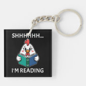 Sie lese gerade Buch Reading Chicken Book Lover Schlüsselanhänger (Rückseite)