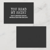 Sie lesen meine, dass genug soziale Interaktion Visitenkarte (Vorne/Hinten)