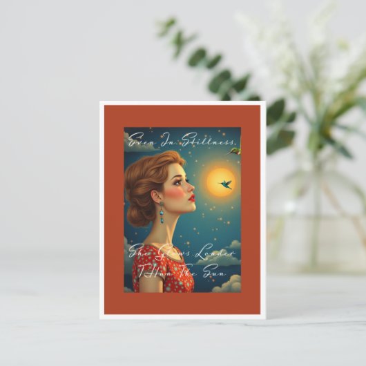 Sie leuchtet lauter als die Sonne Postkarte (Stehend Vorderseite)