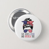 Sie Liebe Jesus und Amerika zu 4. Juli Christus Button (Vorne & Hinten)