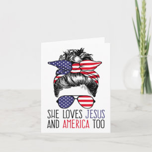 Sie Liebe Jesus und Amerika zu 4. Juli Christus Karte