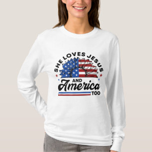 Sie Liebe Jesus und Amerika zu Christlichen Frauen T-Shirt