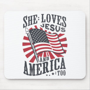 Sie Liebe Jesus und Amerika zu Flaggen Christlich Mousepad