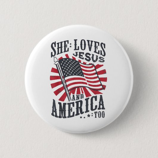 Sie Liebe Jesus und Amerika zu US-Flagge 4. Ju Button (Vorderseite)