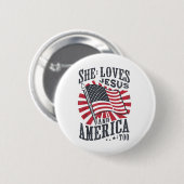 Sie Liebe Jesus und Amerika zu US-Flagge 4. Ju Button (Vorne & Hinten)