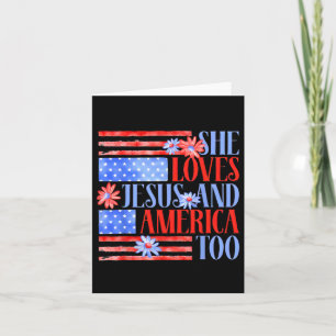 Sie Liebe Jesus und Amerika zu US-Flagge Floral 4t Karte