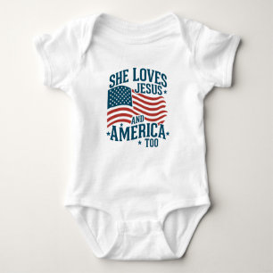 Sie Liebe Jesus und Amerika zu USA Flag 4. Baby Strampler