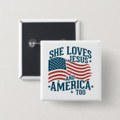 Sie Liebe Jesus und Amerika zu USA Flag 4. Button (Vorne & Hinten)