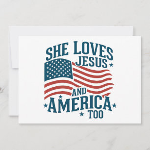 Sie Liebe Jesus und Amerika zu USA Flag 4. Einladung