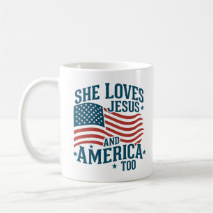 Sie Liebe Jesus und Amerika zu USA Flag 4. Kaffeetasse