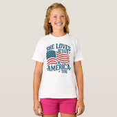 Sie Liebe Jesus und Amerika zu USA Flag 4. T-Shirt (Vorne ganz)