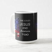 Sie Liebe Jesus und auch Amerika Kaffeetasse (Vorderseite Links)