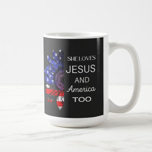 Sie Liebe Jesus und auch Amerika Kaffeetasse (Rechts)