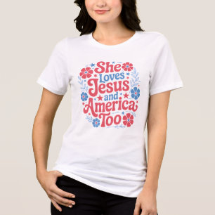 Sie Liebe Jesus und auch Amerika Tri-Blend Shirt