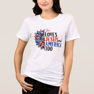 Sie Liebe Jesus und auch Amerika Tri-Blend Shirt