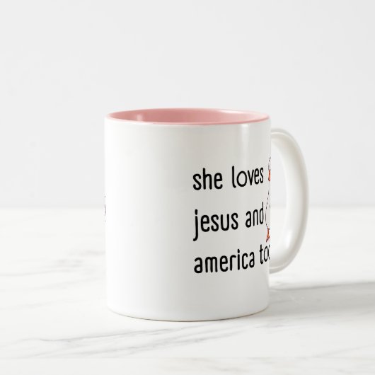 Sie Liebe Jesus und auch Amerika Zweifarbige Tasse (VorderseiteRechts)