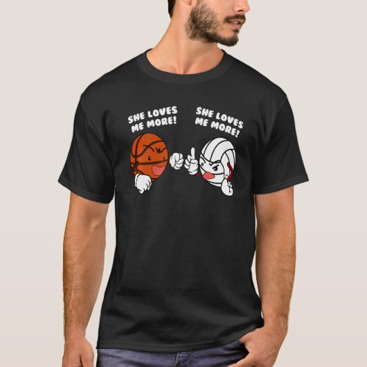 Sie Liebe mir mehr Basketball-Volleyball-Spieler T-Shirt (Vorderseite)
