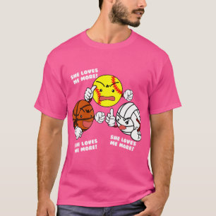 Sie Liebe mir mehr lustige Softball Basketball Vol T-Shirt