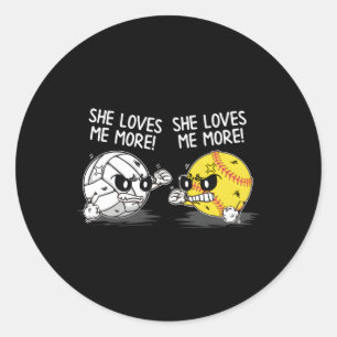 Sie Liebe mir mehr Volleyball Softball Sports Runder Aufkleber