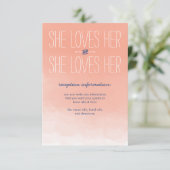 Sie Lieben ihre lesbische Hochzeits-Empfangs-Karte Begleitkarte (Stehend Vorderseite)