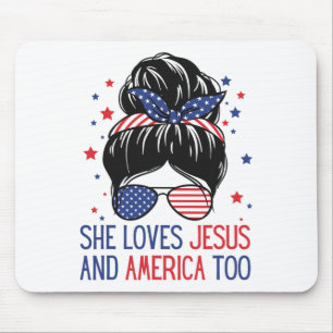 Sie Lieben Jesus und Amerika zu 4. Juli Gott h Mousepad