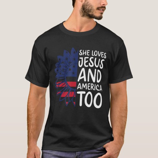 Sie Lieben Jesus und Amerika zu 4. Juli Independe T-Shirt (Vorderseite)