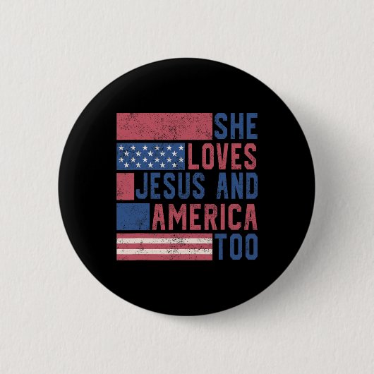 Sie Lieben Jesus und Amerika zu 4. Juli Patrio Button (Vorderseite)