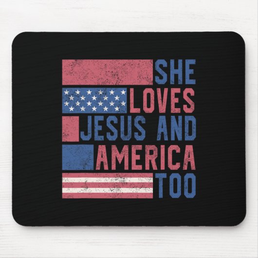 Sie Lieben Jesus und Amerika zu 4. Juli Patrio Mousepad (Vorne)