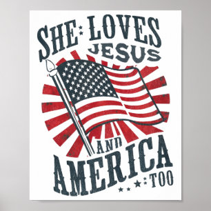 Sie Lieben Jesus und Amerika zu 4. Juli Patrio Poster