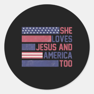 Sie Lieben Jesus und Amerika zu 4. Juli Patrio Runder Aufkleber