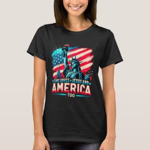 Sie Lieben Jesus und Amerika zu Amerika Flag 4. O T-Shirt