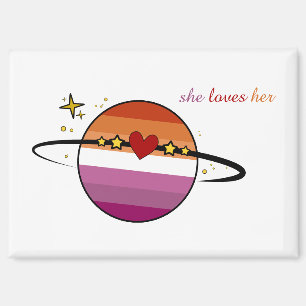 Sie liebt ihren Sonnenuntergang Lesbenflagge Magne Magnet