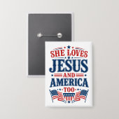 Sie liebt Jesus und Amerika auch Button (Vorderseite/Rückseite)