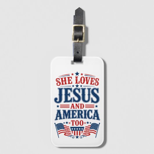 Sie liebt Jesus und Amerika auch Gepäckanhänger (Vorderseite Vertikal)