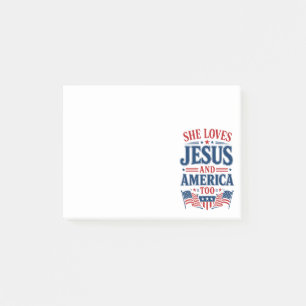 Sie liebt Jesus und Amerika auch Post-it Klebezettel