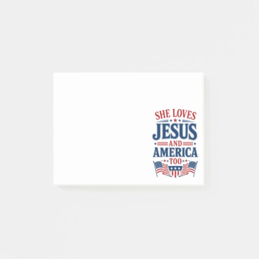 Sie liebt Jesus und Amerika auch Post-it Klebezettel (Vorderseite)