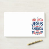 Sie liebt Jesus und Amerika auch Post-it Klebezettel (Auf Schreibtisch)