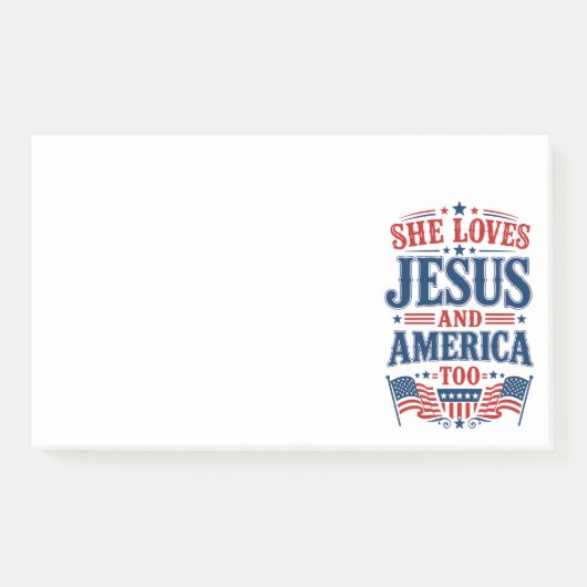 Sie liebt Jesus und Amerika auch Post-it Klebezettel (Vorderseite)