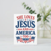 Sie liebt Jesus und Amerika auch Postkarte (Stehend Vorderseite)