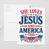 Sie liebt Jesus und Amerika auch Postkarte (Vorne/Hinten)