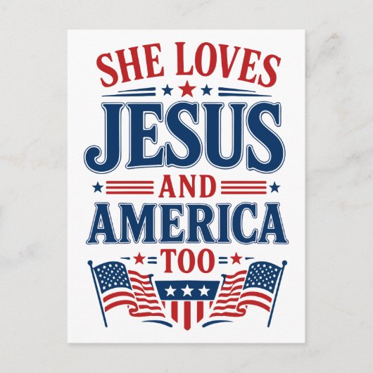 Sie liebt Jesus und Amerika auch Postkarte (Vorderseite)