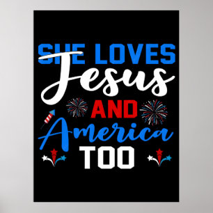 Sie liebt Jesus und Amerika auch Retro-patriotisch Poster