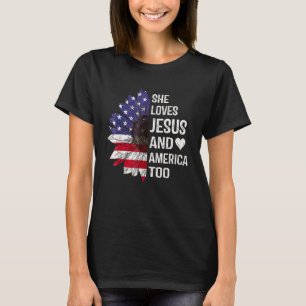 Sie liebt Jesus und Amerika auch Sonnenblume Ameri T-Shirt