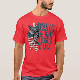 Sie liebt Jesus und Amerika auch Sonnenblume USA-F T-Shirt